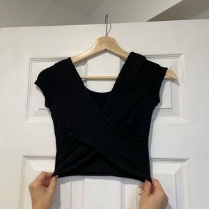 XS black crop top from Garage.
